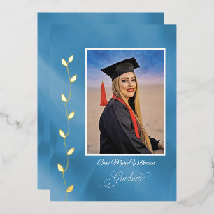 Multi-blue High School Graduation announcement