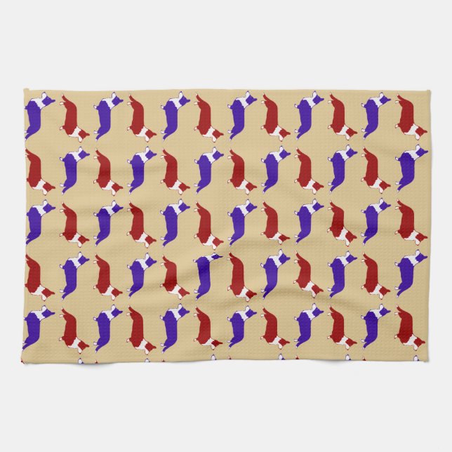 Multi Cardigan Corgi Tea Towel (Horizontal)