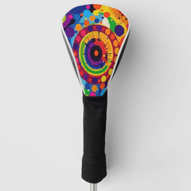 Multi-Color Abstract Circle Pattern, Vibrant Golf Head Cover (Front)