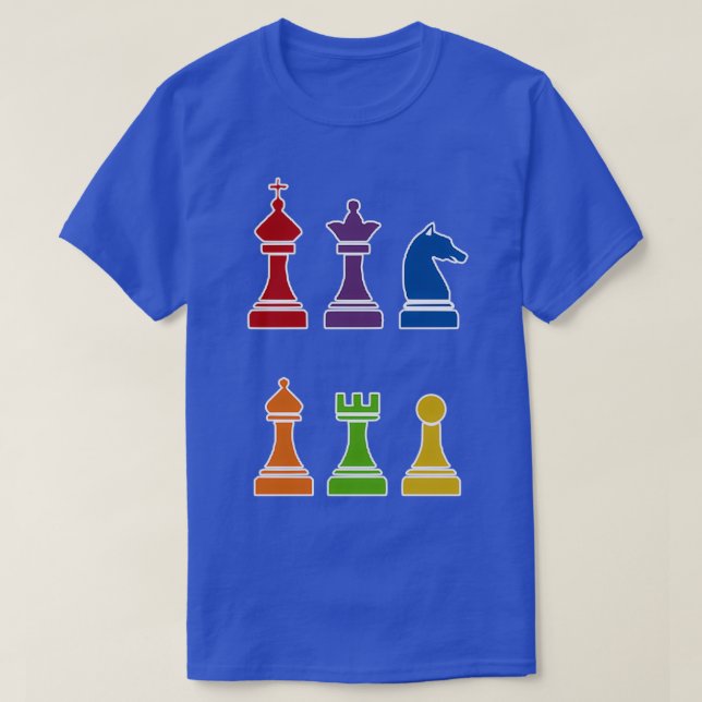 Multi Color Chess Piece Design  T-Shirt (Design Front)