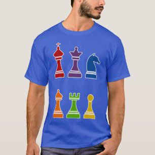 Multi Color Chess Piece Design T-Shirt