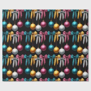 Multi Color Christmas Bauble Ornament Wrapping Paper