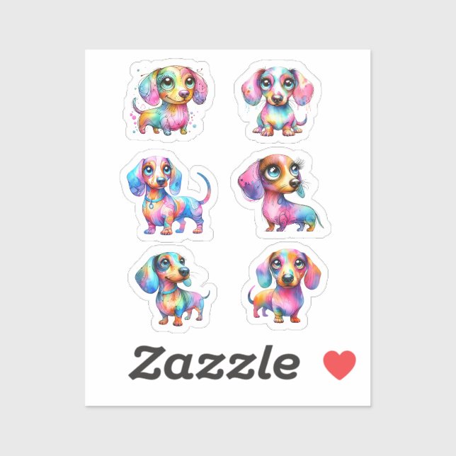 MULTI COLOR DACHSHUND VINYL STICKERS (Sheet)