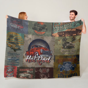 Multi Color Hot Rod Fleece Blanket