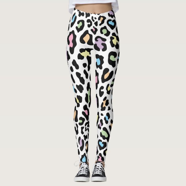 Multi Color Leopard Print Leggings (Front)