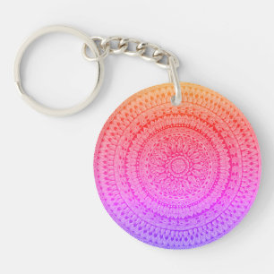 Multi Color Mandala Original Art Key Ring