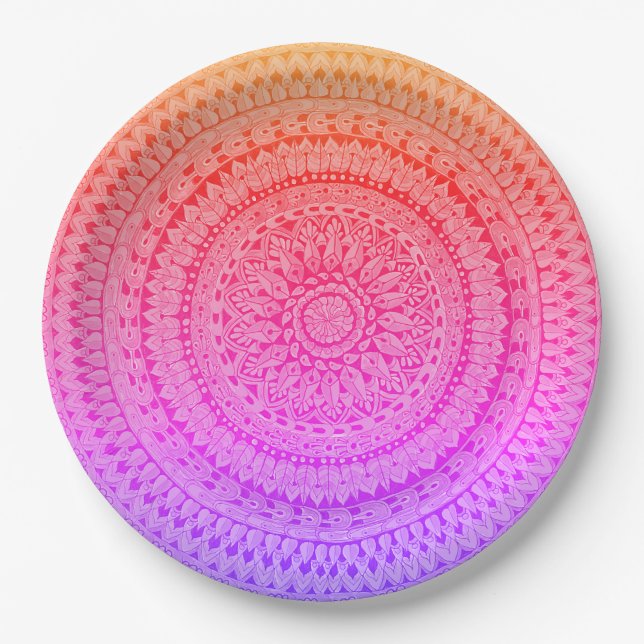 Multi Color Mandala Original Art  Paper Plate (Front)