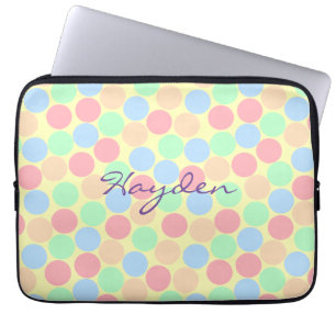 Multi-Color Pastel Dots Pattern Personalised Laptop Sleeve