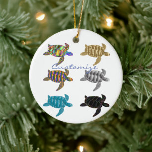 Multi-color Sea Turtles Thunder_Cove Ceramic Tree Decoration