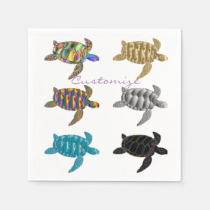 Multi-color Sea Turtles Thunder_Cove Napkin