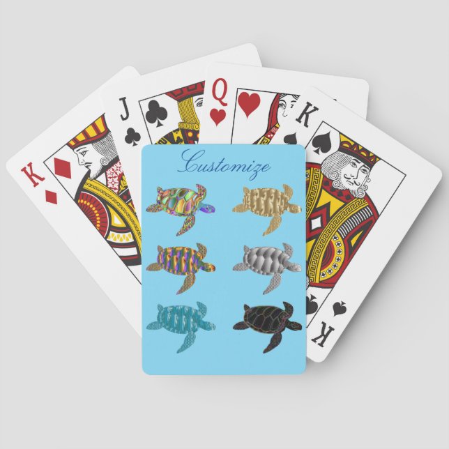 Multi-color Sea Turtles Thunder_Cove Playing Cards (Back)