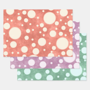 Multi-Color White Polka Dots Pattern Decoupage Wrapping Paper Sheet