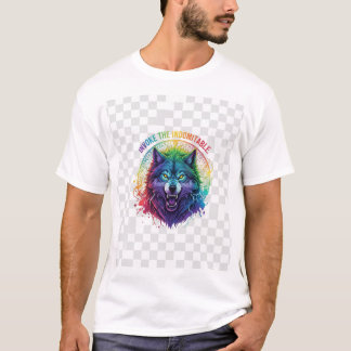 Multi-Color Wolf Invoke the Indomitable Runic Ci T-Shirt