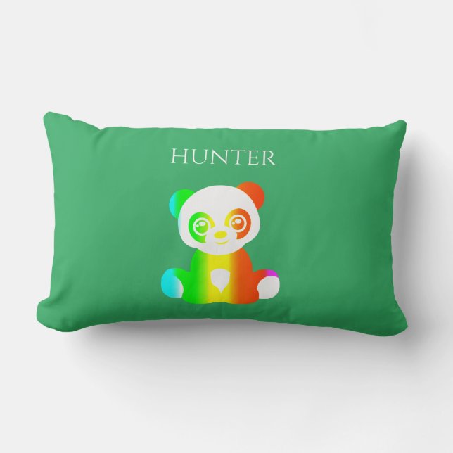 MULTI COLORED bear child pillow, custom name. Lumbar Cushion (Front)