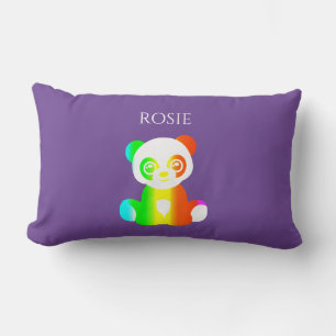 MULTI COLORED bear child pillow, custom name. Lumbar Cushion