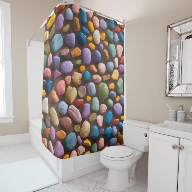 Multi-colored Dotted small stone Design  Shower Curtain (In Situ)