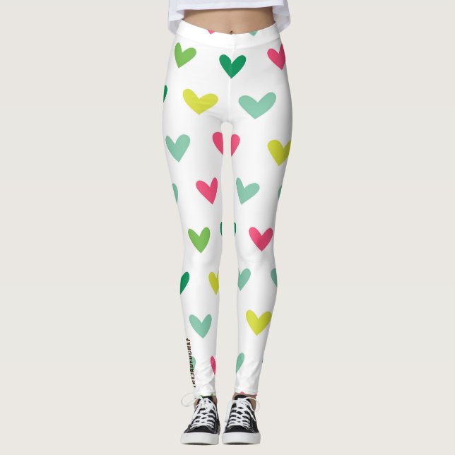 Multi-Colored Heart Pop Leggings (Front)