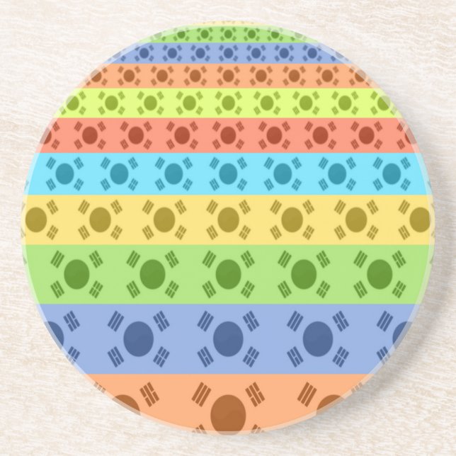 Multi-Colored Korean Flag Art Print Coaster (Front)