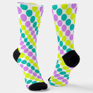 Multi colored large polka dots retro sixties socks