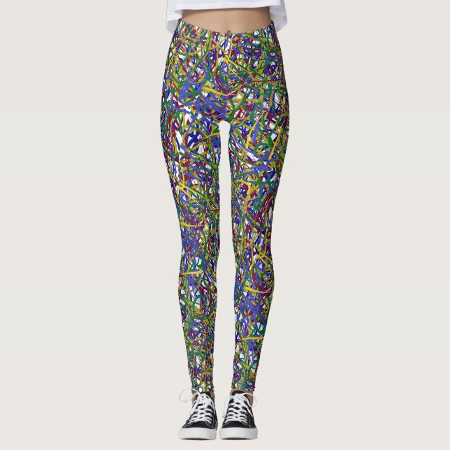 MULTI-COLORED LINES LEGGINGS (Front)