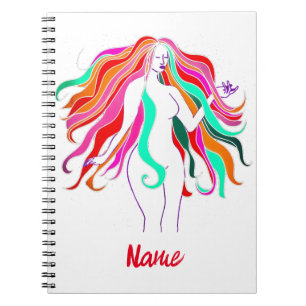 Multi-colored long-haired goddess Thunder_Cove Notebook