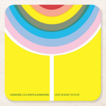 Multi-colored "Love is here to stay" coaster set.