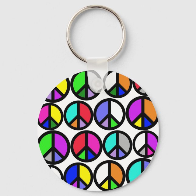 Multi-colored Peace Symbols Key Ring (Front)