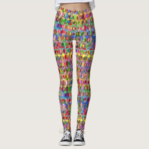 multi-colored peace symbols pattern leggings