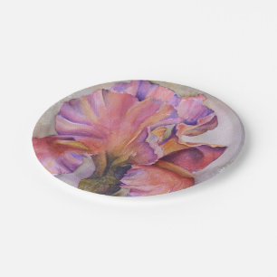 MULTI-COLORED PINK IRIS PAPER PLATE