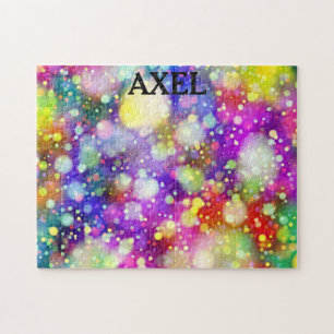 Multi colored puzzle with personalized kids name.