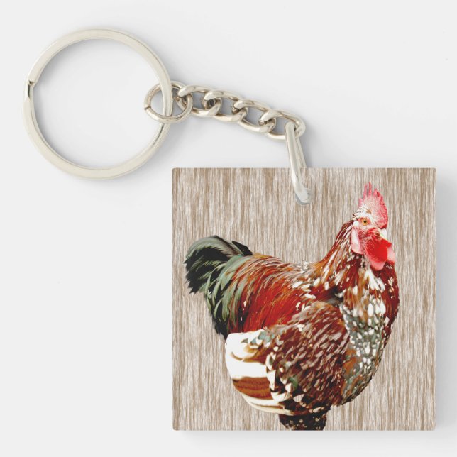 Multi Colored Rooster Extrovert, Key Ring (Front)