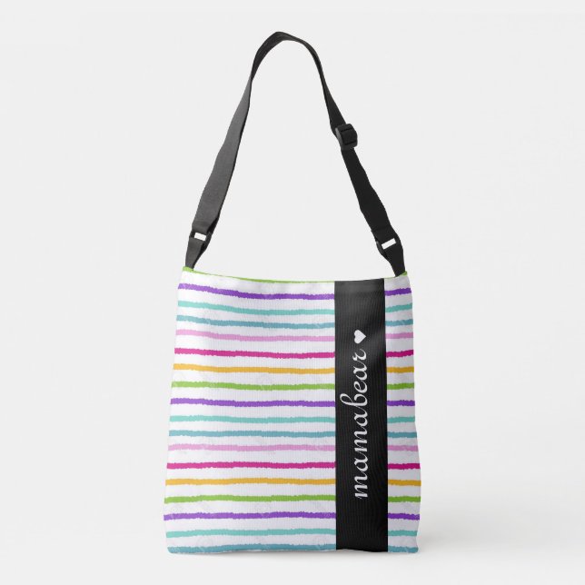 Multi colored stripes Cross Body Crossbody Bag (Back)