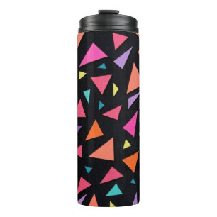 Multi-colored triangle geometric pattern thermal tumbler