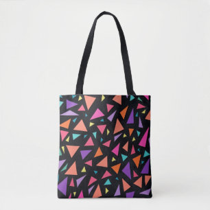 Multi-colored triangle geometric pattern tote bag