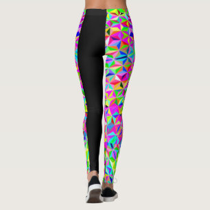 Multi-colour 3-d polygon pattern leggings