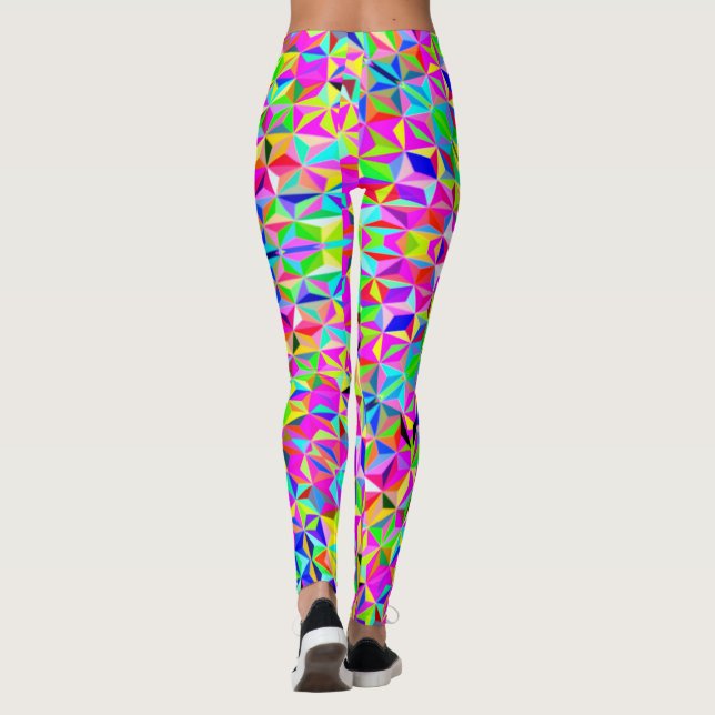Multi-colour 3-d polygon pattern leggings (Back)