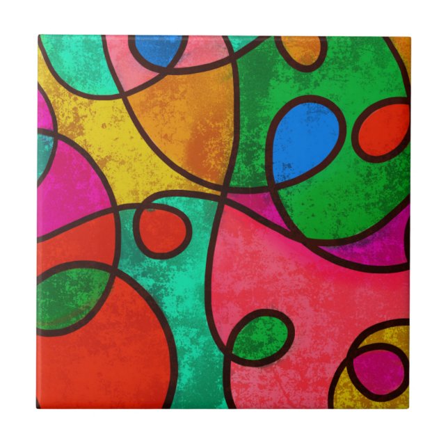 Multi - Colour Abstract Design Tile (Front)