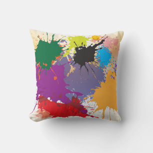 Multi-Colour Abstract Paint Splat Cushion