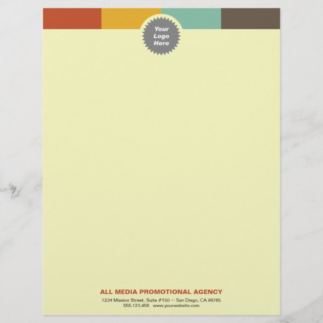 Multi colour bar custom circle logo professional personalized letterhead (Front)