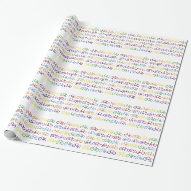 Multi-colour Bicycle wrapping paper (Unrolled)