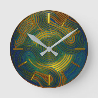 Multi-Colour Blue Gold Green Red Round Clock