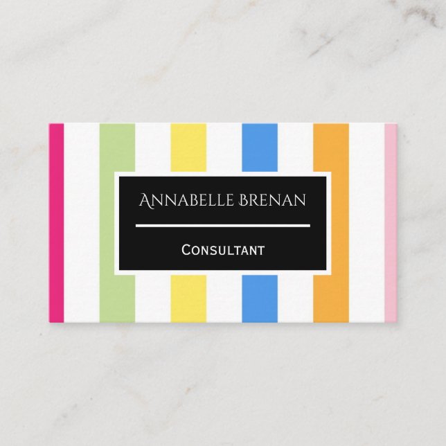 Multi-Colour Bold Stripes Eye Catching Business Card (Front)