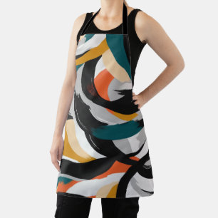 multi colour brush strokes in bold monochrome hues apron