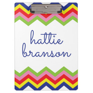 Multi Colour Chevron Personalised Clipboard
