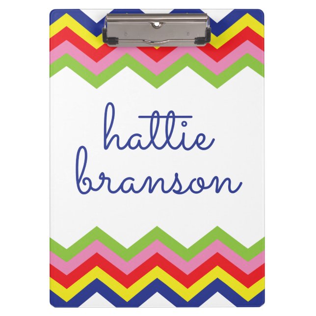 Multi Colour Chevron Personalised Clipboard (Front)