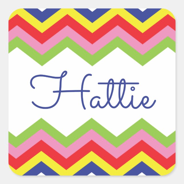 Multi Colour Chevron Personalised Stickers (Front)