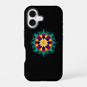 Multi Colour Crystal Motif on Black iPhone 16 Case
