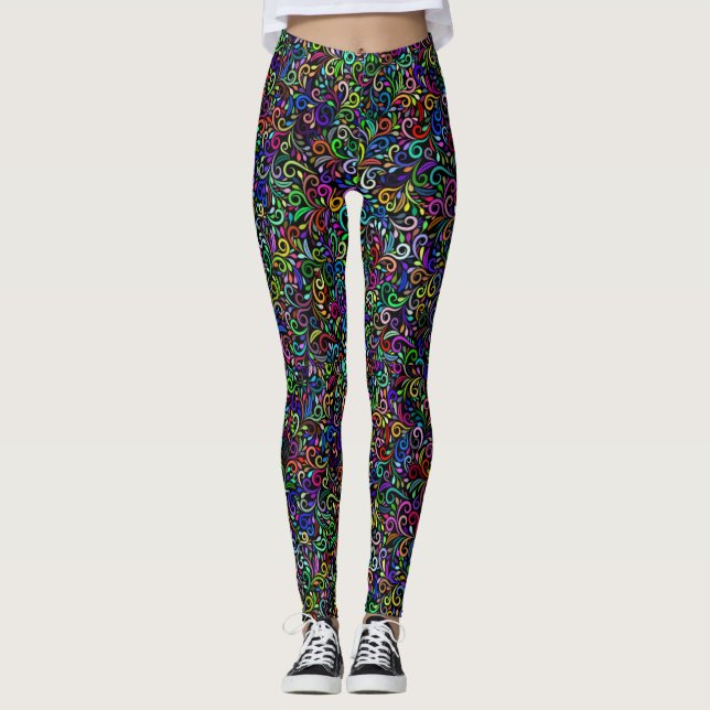 Multi-Colour Curly Q Swish Leggings (Front)