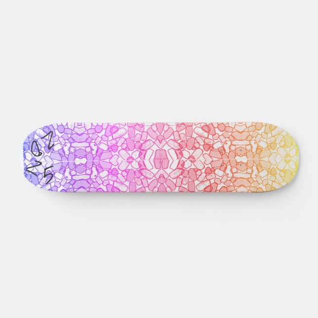 Multi-colour Custom Stained Glass Skateboard (Horz)