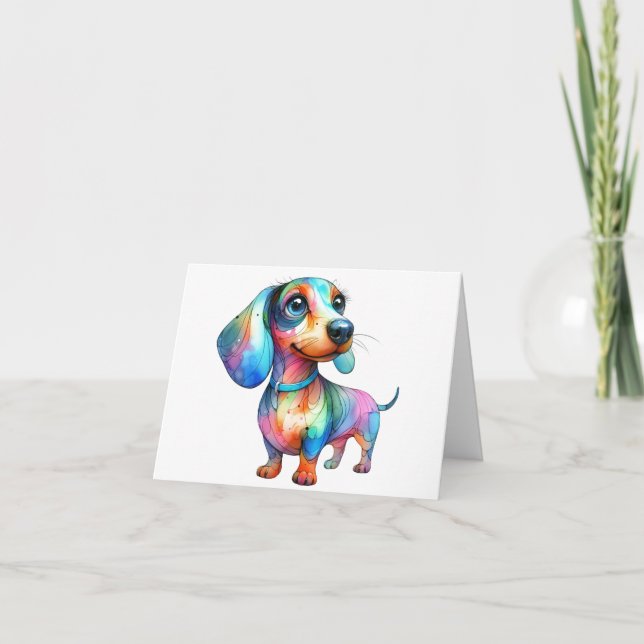 Multi Colour Dachshund Greeting Card (Front)